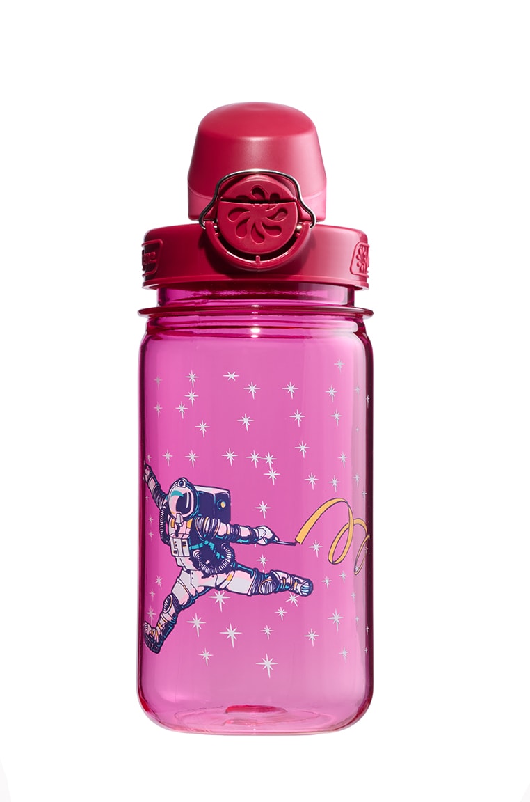 Nalgene product view: 12oz On-The-Fly Kids Lock-Top Bottle with Graphics R1 — 12oz On-The-Fly Kids Lock-Top Bottle with Graphics